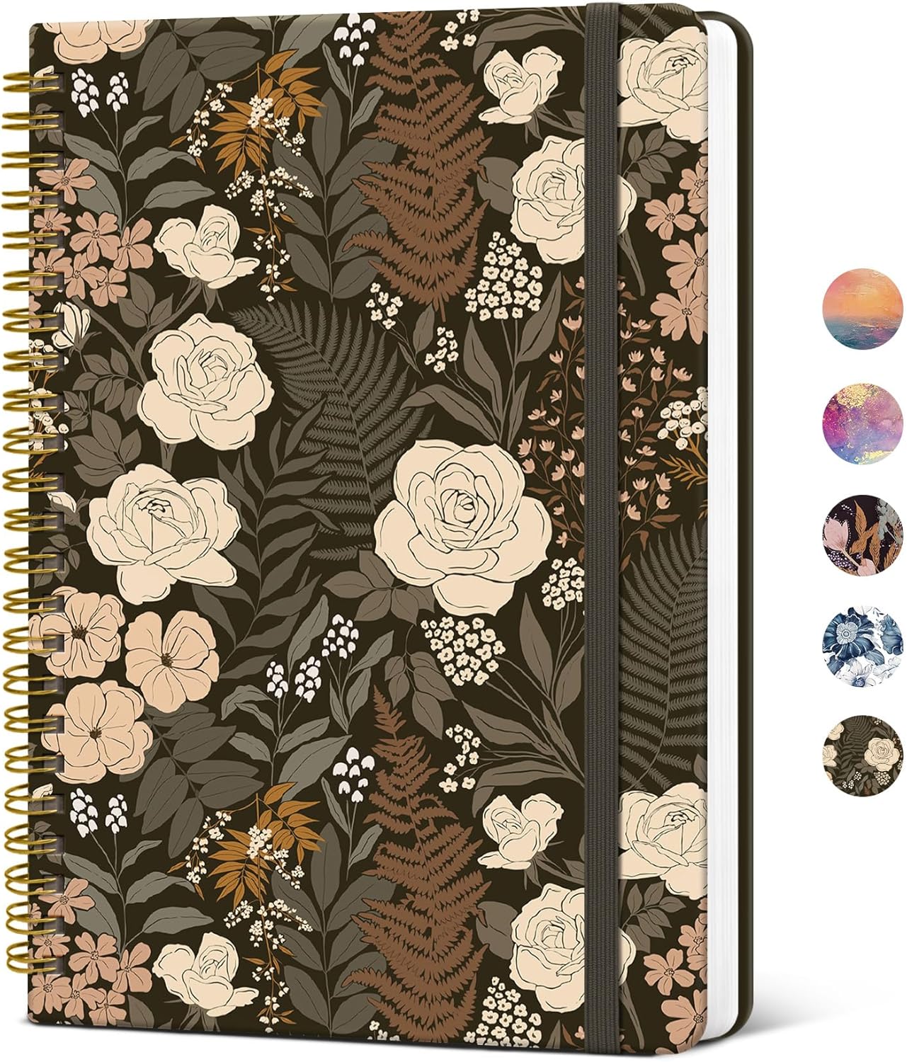 Lined Spiral Journal Notebook for Women, A5 College Ruled Journals for Writing, Hardcover Notebooks for Work, Note taking and Office School Supplies,140 Pages - Wild Rose