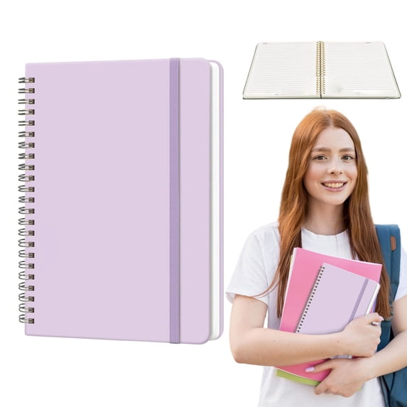 Lined Spiral Journal Notebook for Women & Men, 140 Pages, College Ruled Hardcover Notebook for Work & Note Taking, Journals for Writing, A5(6 x 8in) - Purple