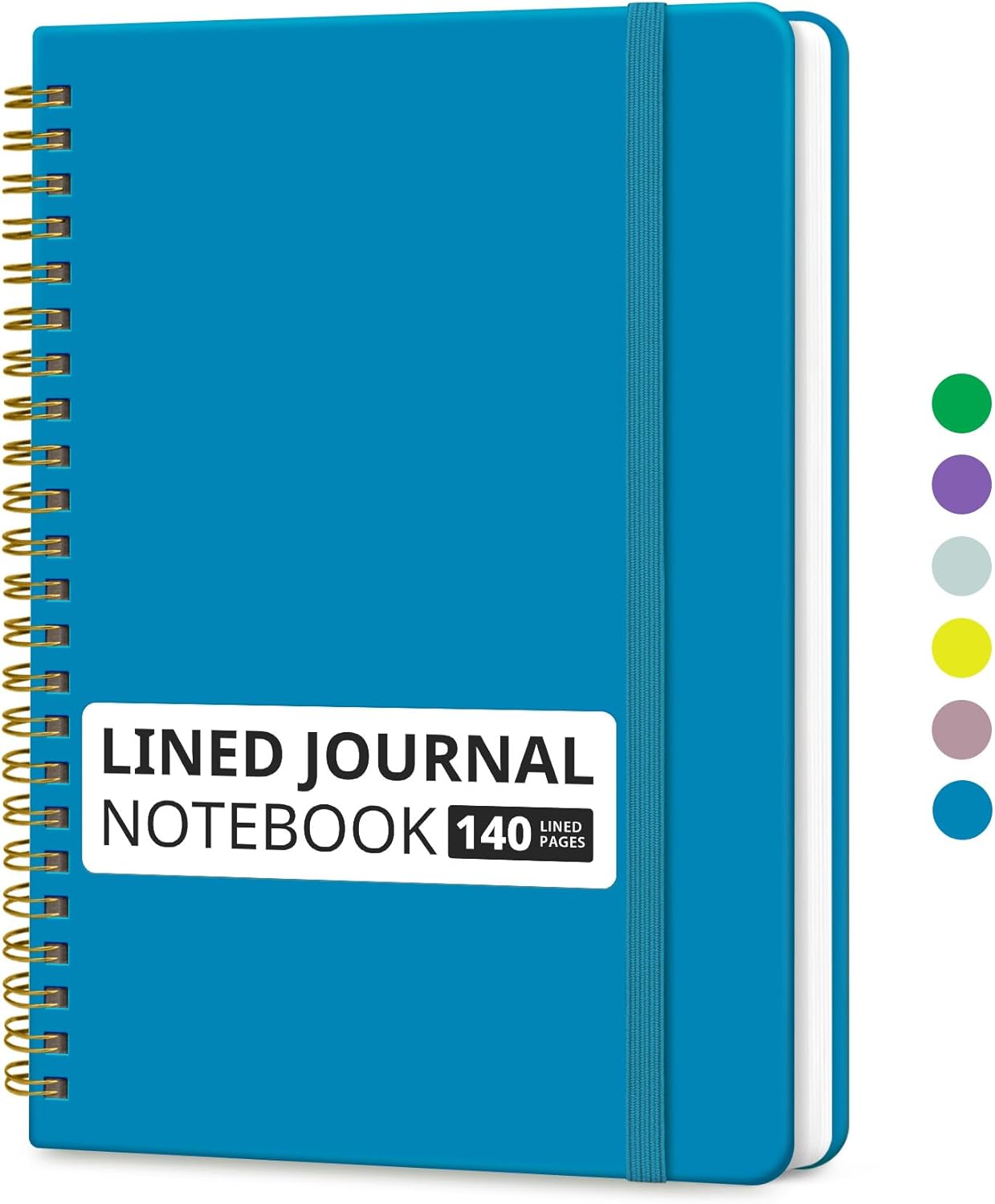 Lined Spiral Journal Notebook for Women & Men, 140 Pages, College Ruled Hardcover Notebook for Work & Note Taking, Journals for Writing, A5(6"x8") - Azure Blue