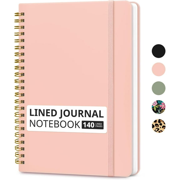 Lined Spiral Journal Notebook for Women & Men, 140 Pages, College Ruled Hardcover Notebook for Work & Note Taking, Journals for Writing