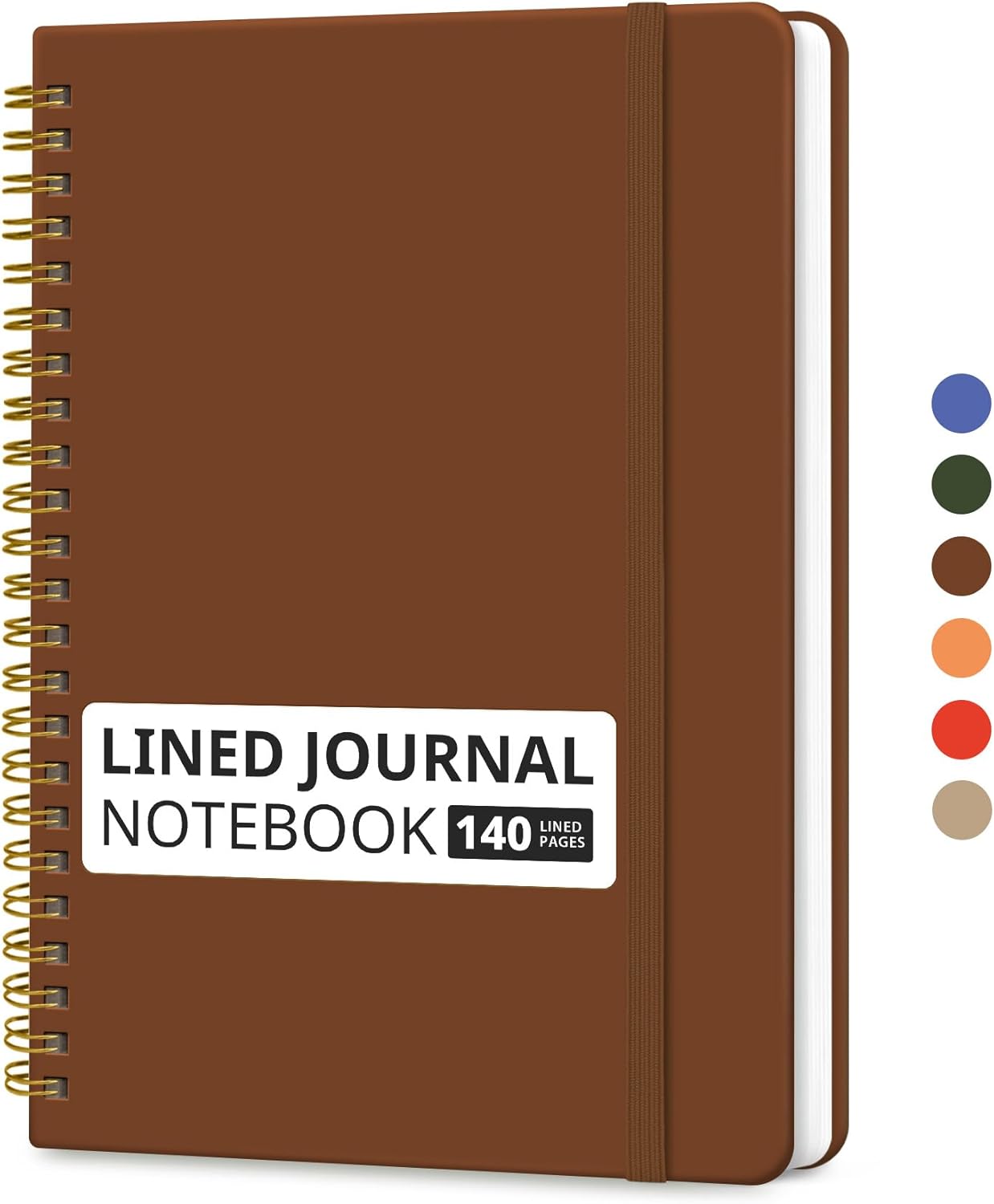 Lined Spiral Journal Notebook for Women & Men, 140 Pages, College Ruled Hardcover Notebook for Work & Note Taking, Journals for Writing, A5(6"x8") - Rust Brown