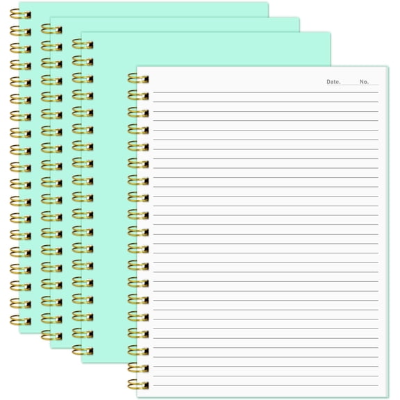 Lined Spiral Notebook B5 Mint Green Hardcover Notebooks for Work -7.48" X 10.18" 4 Pack 7MM College Ruled,160 Pages 100GSM Thick Paper for Note Taking School Office Supplies