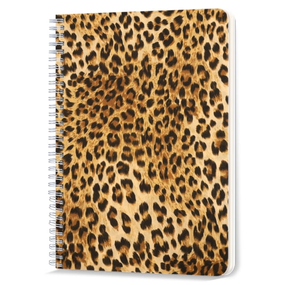 Lined Spiral Notebook College Journal Notebook,100 Pages,5.71x 8.26 inch Ruled Paper Double-Wire for Study and Notes - Leopard Pattern