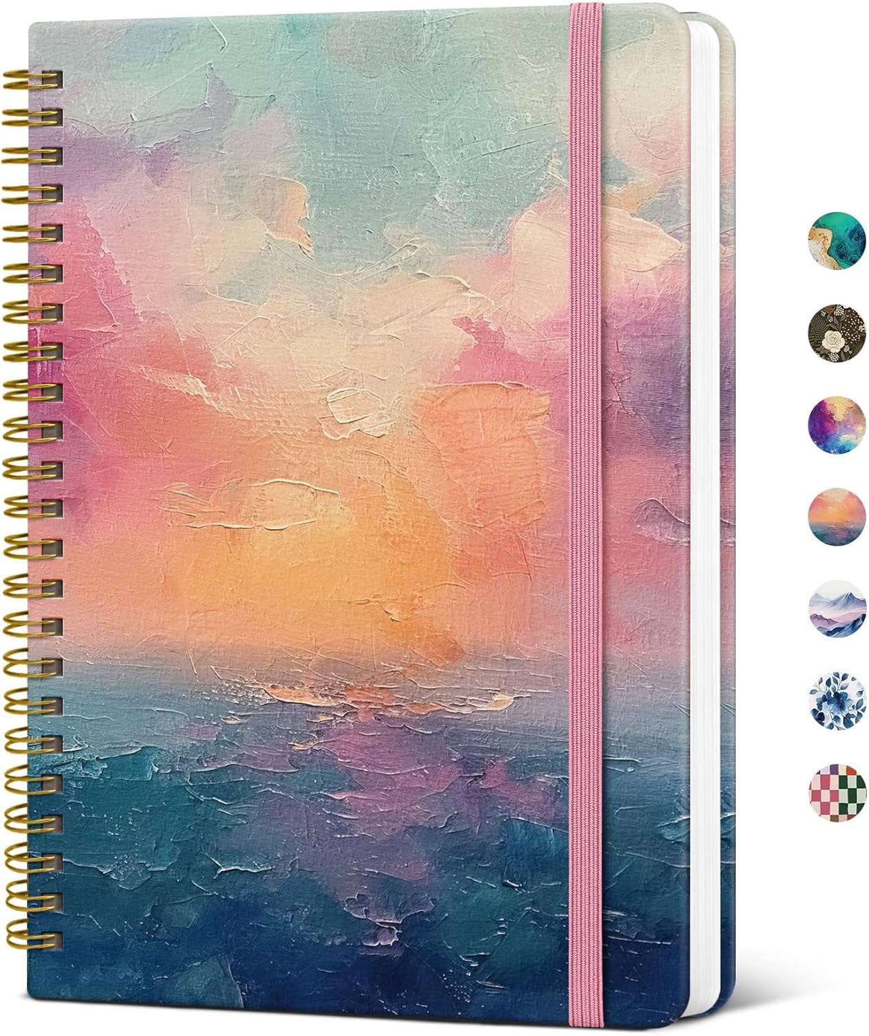 Lined Spiral Notebook Journal for Women A5(5.8" × 8.3"), Cute Hardcover Work, School & Note Taking, Pretty College Ruled Writing, 140 Pages, Sunset