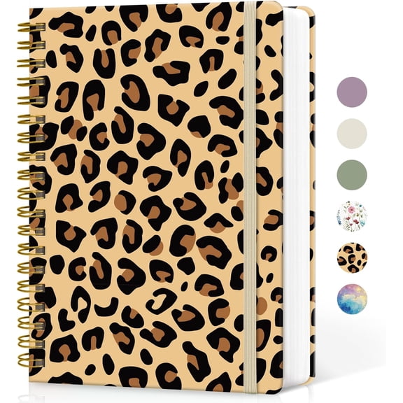Lined Spiral Notebook Journal for Work, 300 Pages Thick B5 (7.1"x10") College Ruled Journal for Women & Writing, Hardcover Notebook for Note Taking, Perfect for Office Home School Supplies, Leopard