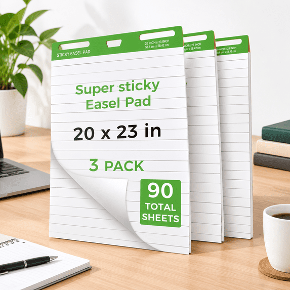 Lined Sticky Easel Pads 20 x 23 Inches 3 Pack Anchor Chart Paper for ...