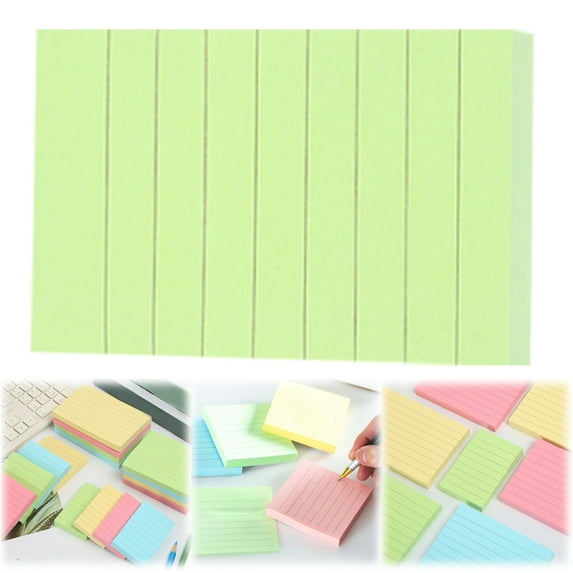 Lined Sticky Notes 2x3 Sticky Notes with Lines Self-Stick Notes Bright Color 90 Sheets/Pad (Light Green)