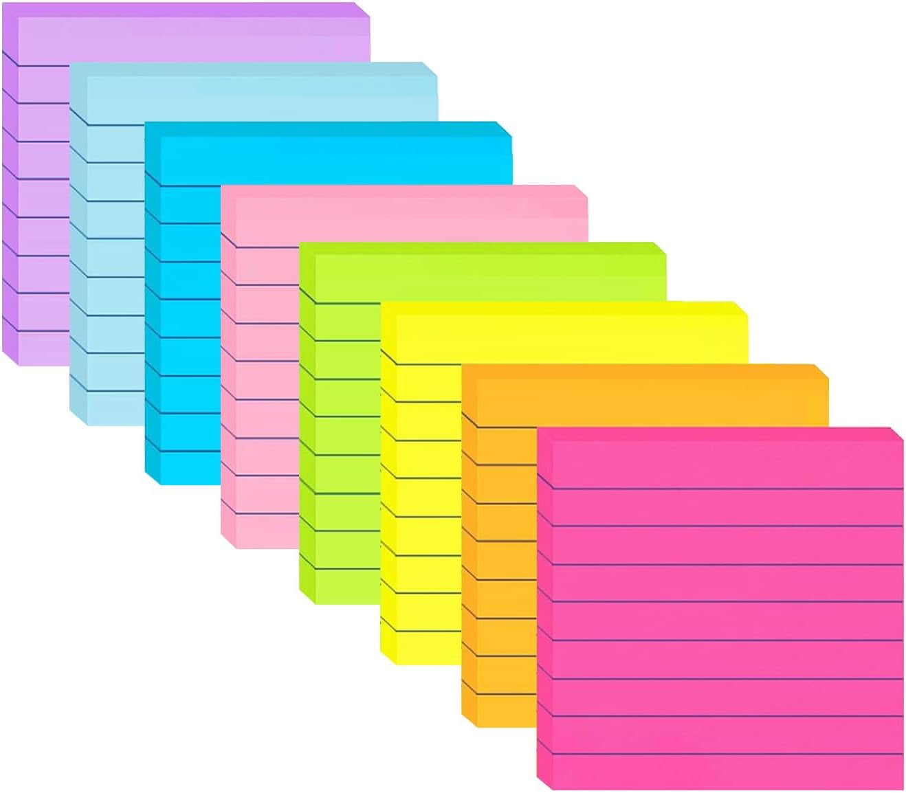 Lined Sticky Notes 3x3 in Post, 8 Colors Self Sticky Notes Pad Its ...