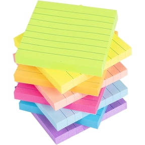Prichor Lined Sticky Notes 3x3 in Bright Ruled Stickies, Colorful Super Sticking Power Memo Pads 85 Sheets/Pad, 8 Pads/Pack