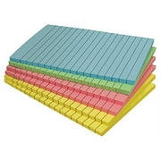 Lined Sticky Notes, 4 x 6, 6 Pack, 300 Sheets (50/Pad), Self Stick Notes with Lines, 4 Assorted Pastel Colors, by Better Office Products, Post Memos, Strong Adhesive, 6 Pads