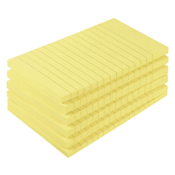 Lined Sticky Notes 4x6 in, 6 Pads 45 Sheets Per Pad, Yellow Ruled Self-Stick Memo Paper, Portable Note Pads for Office Home, Write Straight Reminders on Wall Door Monitor, Yellow