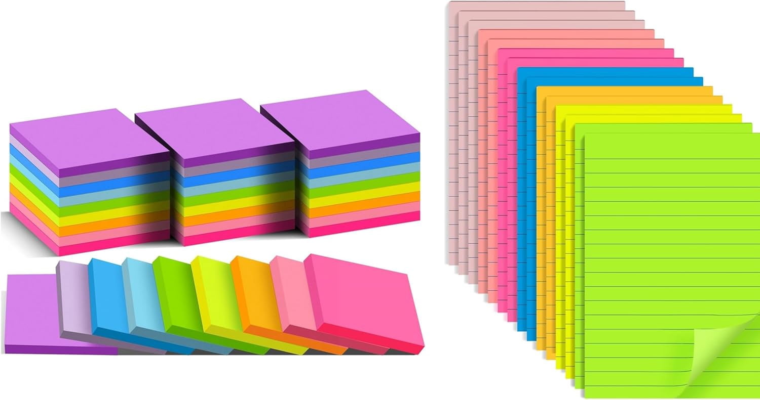 Lined Sticky Notes 4x6 in &Sticky Notes 3x3 in - Walmart.com