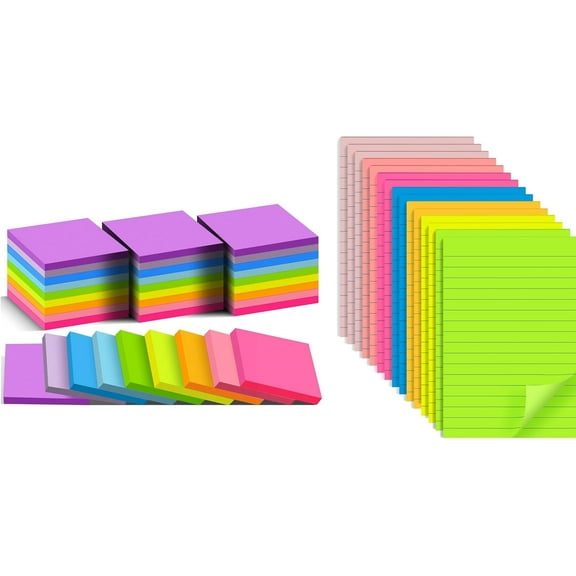 Lined Sticky Notes 4x6 in &Sticky Notes 3x3 in