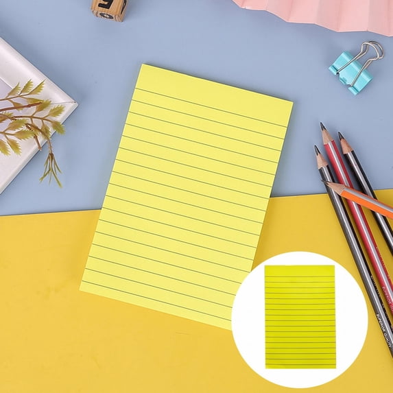 Lined Sticky Notes Bright Self Adhesive Note Pads with Lines Strong Stickiness for Home Office Study Note Taking Reminder Message Jotting Daily Planning,Sticky Notes Pad,C Bright yellow,1PC