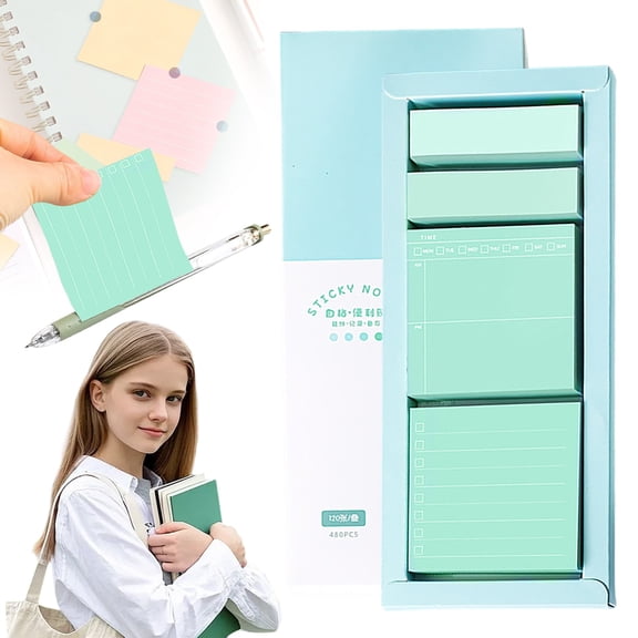 Lined Sticky Notes, Portable Memo Pads with Index Tabs, Strong Adhesive Removable, Divider Sticky Pads for Bible Study, Office, Planning, Journaling and Organization Blue