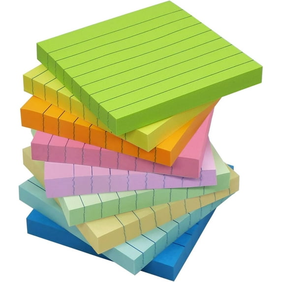 Lined Sticky Notes Post Sticky Notes with Lines, Bright Colors Large Ruled Post Sticky Colorful Super Sticking Power Memon Pads, for Office