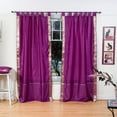 thumbnail image 1 of Lined Tab Top Sari Curtains 60"W x 96"L matching tiebacks- Handcrafted Violet Red Indian Drapes with Lining, Offering Privacy and Insulation for Living Room/Bedroom/Dining Room, Sold in Pairs, 1 of 1