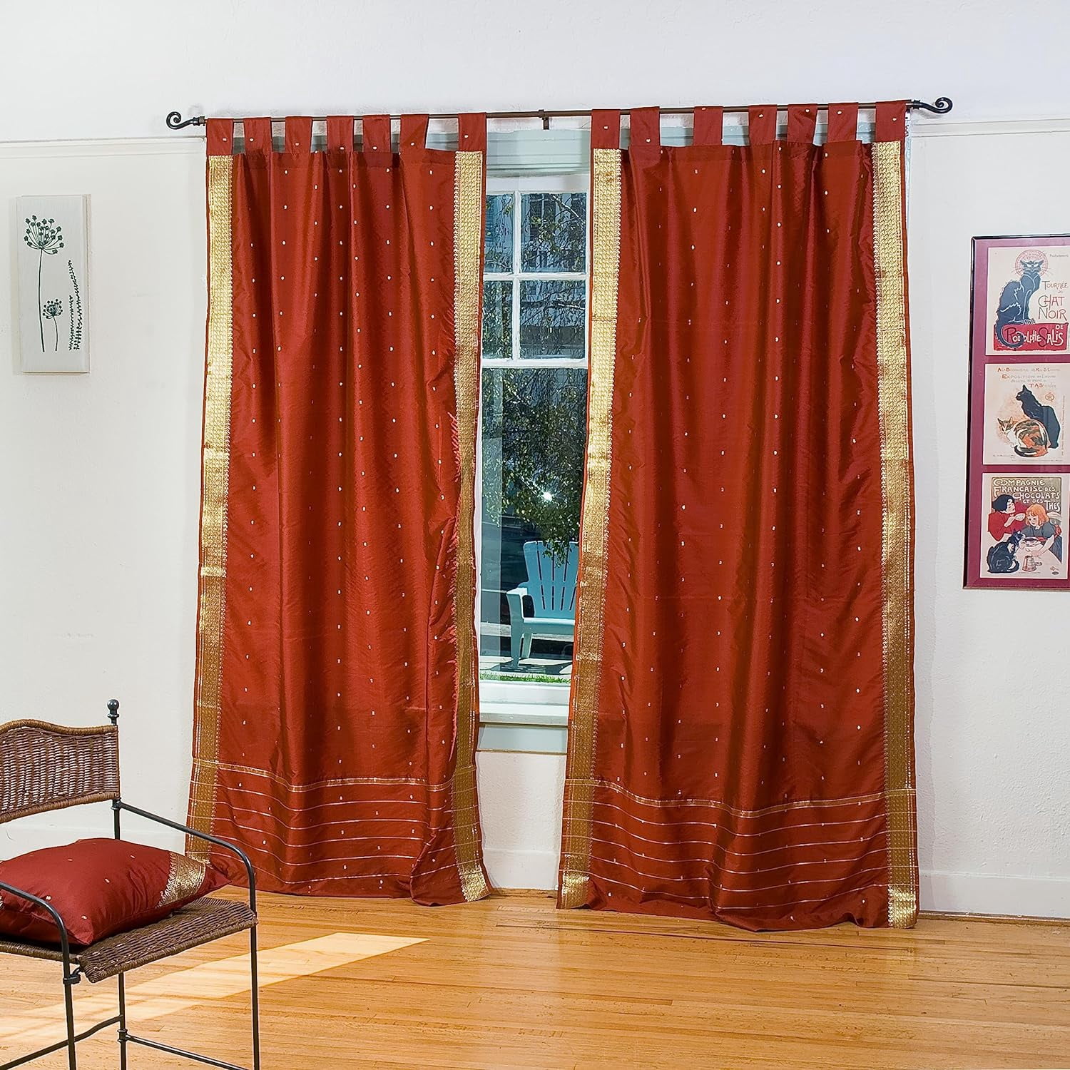 Lined Tab Top Sari Curtains 80