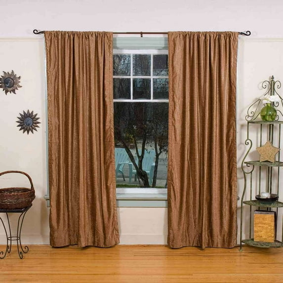 Lined-Taupe Rod Pocket Velvet Curtain / Drape / Panel - 80W x 96L - Piece