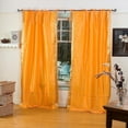 thumbnail image 1 of Lined Tie Top Sari Curtains 43" W X 24" L matching tiebacks- Handcrafted Pumpkin Indian Drapes with Lining, Offering Privacy and Insulation for Living Room/Bedroom/Dining Room, Sold in Pairs, 1 of 6