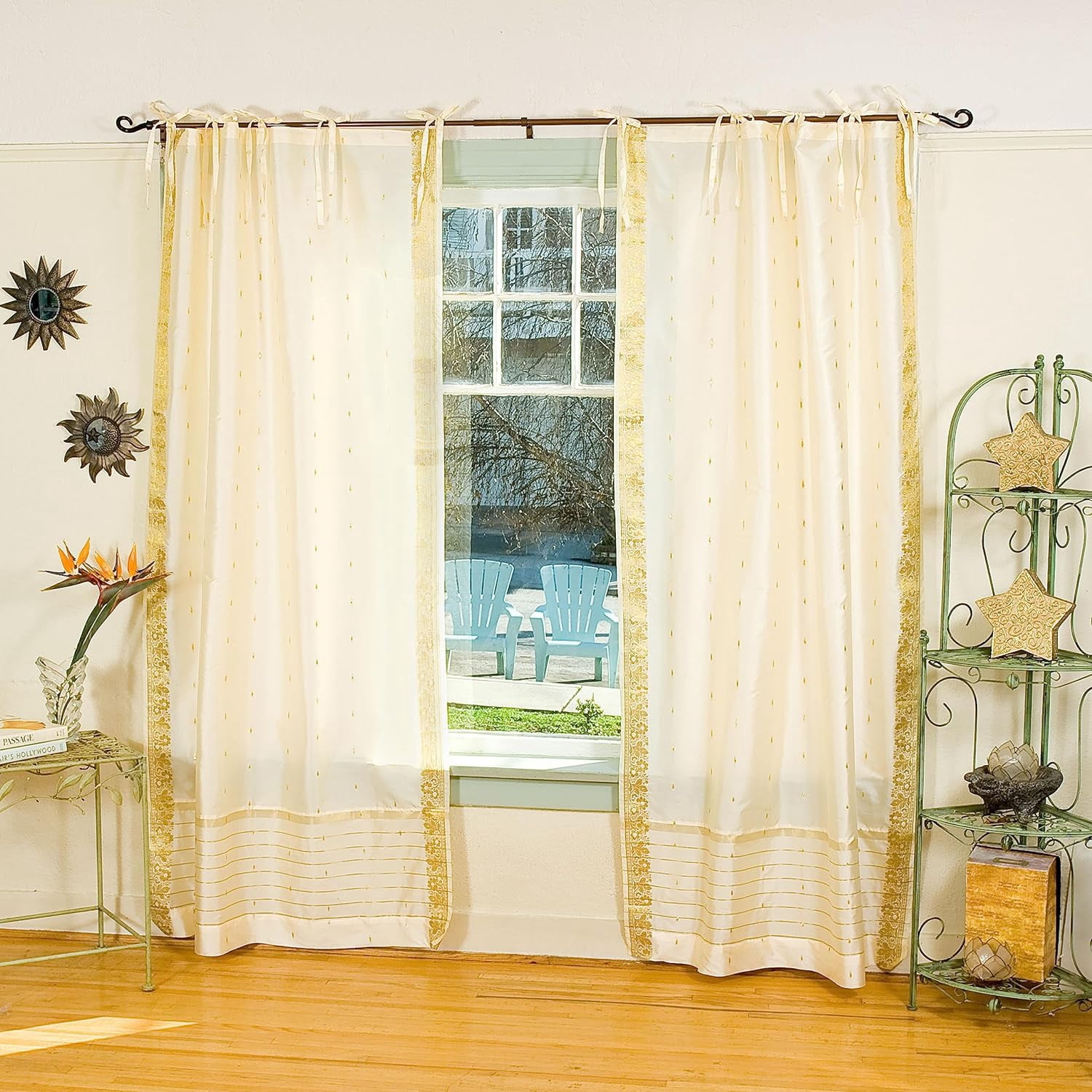 Lined Tie Top Sari Curtains 80