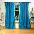 thumbnail image 1 of Lined-Turquoise  Tie Top  Sheer Sari Curtain / Drape  - 60W x 96L - Pair, 1 of 2