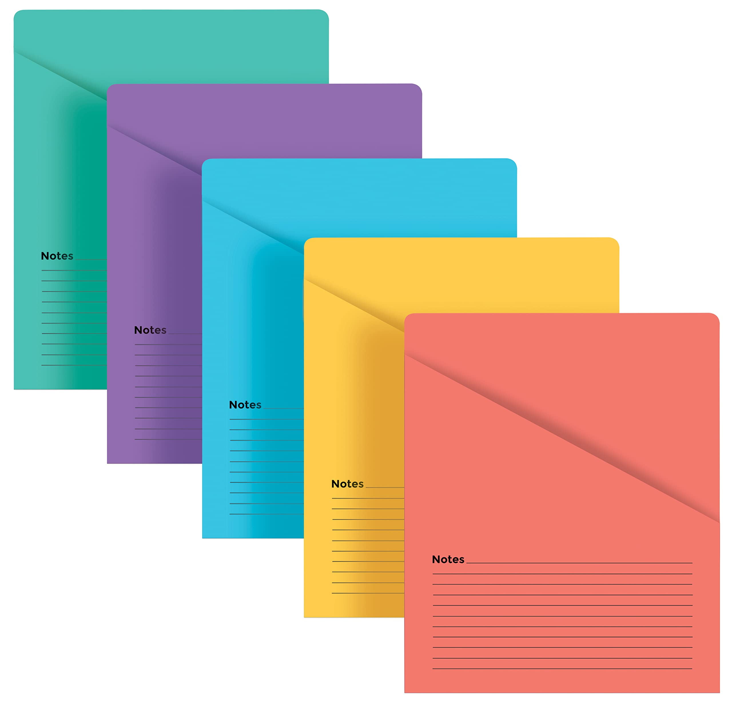 Lined Vertical Slash Pocket File Folders 25 Pack Assorted Colors Letter Size Slash File Jacket with Notes on Front Back Half Pocket File Folders