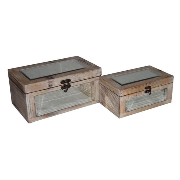 Lined White Wash Wood Box with Bevelled Mirror Top & Front - White