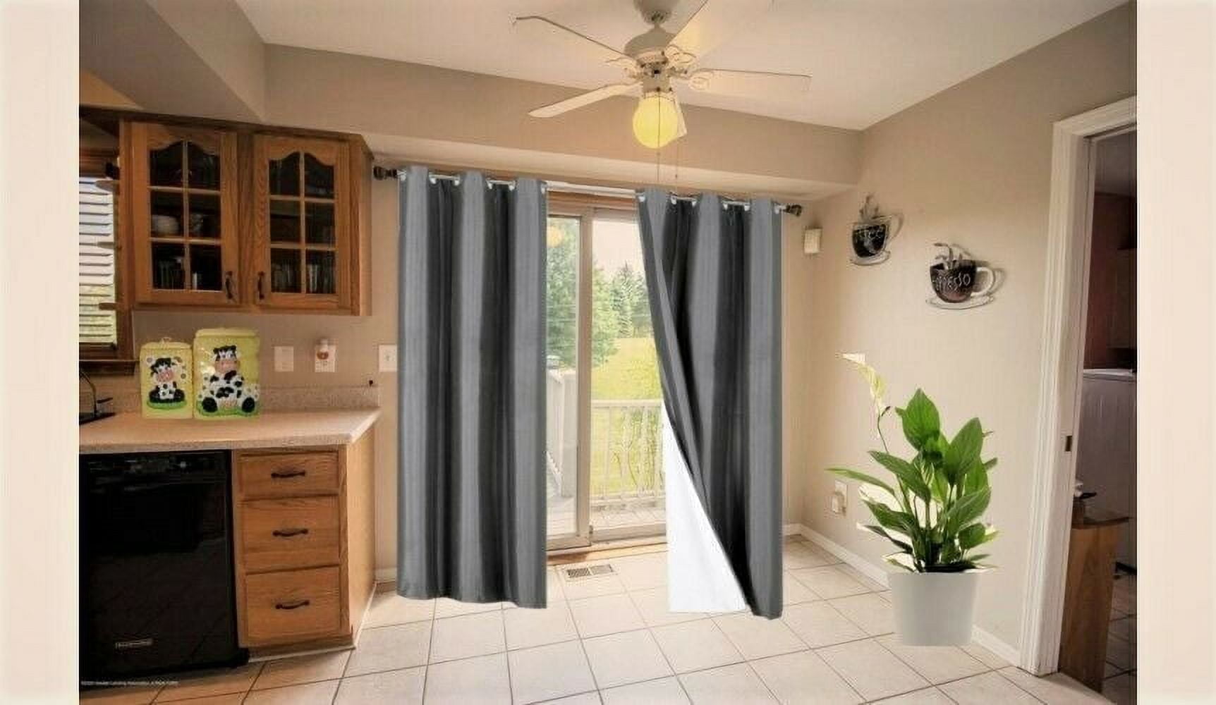 Lined Window Curtain NOA-Charcoal Color 100% Blackout /Privacy 95"inch Long Set of 2 Panels Energy Saving for Bedroom/Living Room Home décor