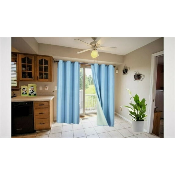 Lined Window Curtain NOA-Light Blue Color 100% Blackout /Privacy 95"inch Long Set of 2 Panels Energy Saving for Bedroom/Living Room Home décor