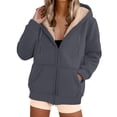 thumbnail image 1 of Lined Wool Zipper Winter Essential Jacket Long Sleeve Casual Pullover Hoodie, 1 of 9