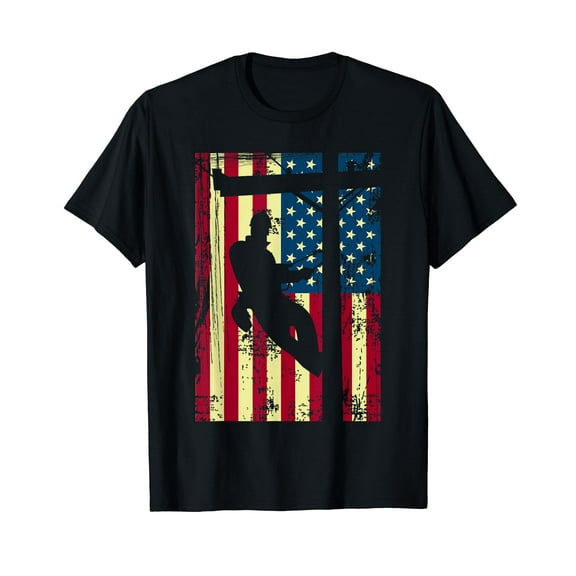 Lineman American Flag | Electric Cable Lineman Gift T-Shirt