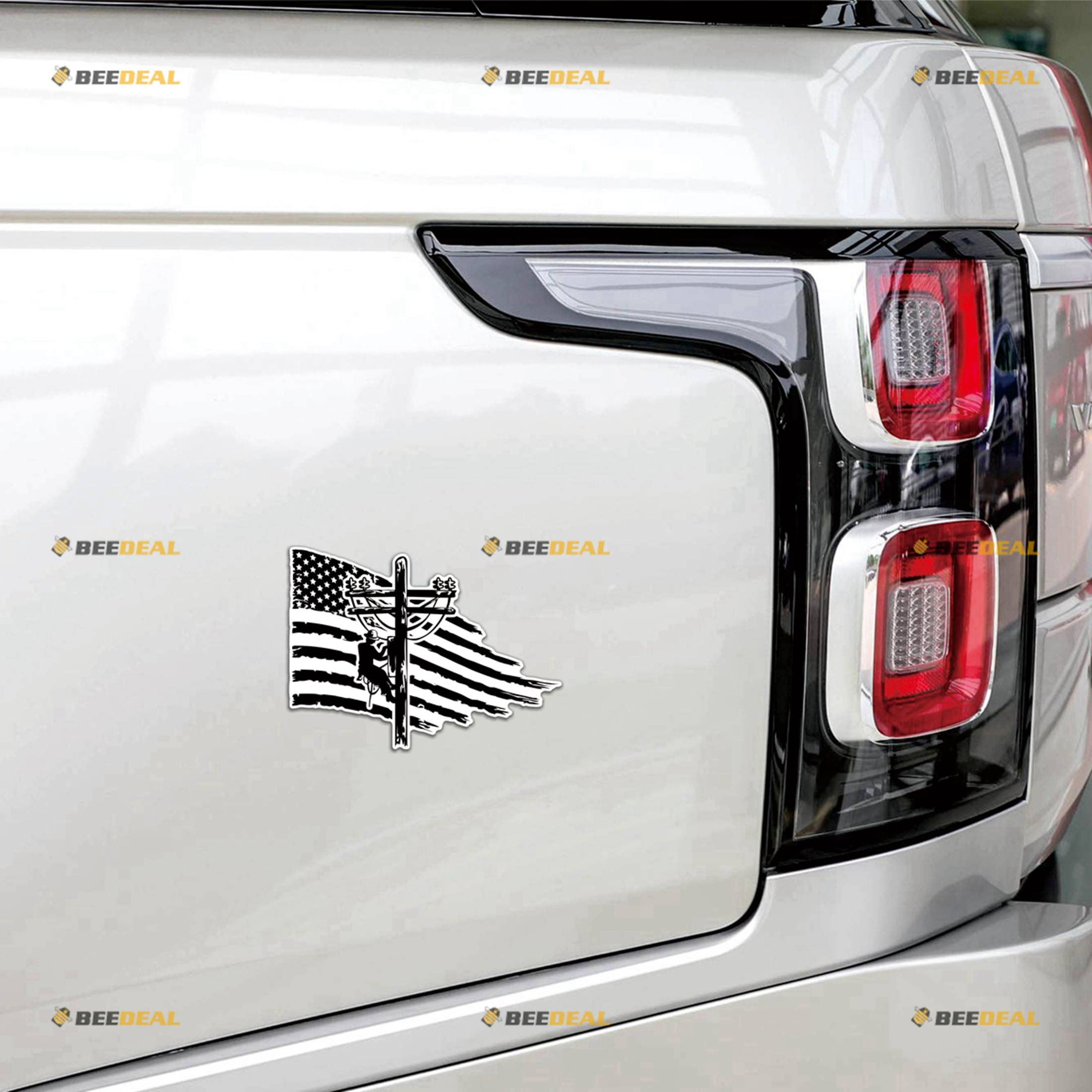 Power Line Stickers Lineman American Flag Electrical Power Line Pole Car Magnet Sticker ...