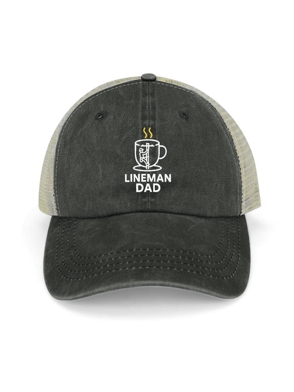 Lineman Dad Black Baseball Cap for Men Women, Adjustable Snapback Hats Trucker Hat