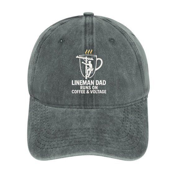 Lineman Dad Gray Baseball Cap for Men Women, Adjustable Snapback Hats Cotton Hat
