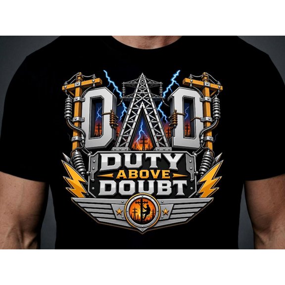 Lineman Dad T-Shirt, Duty Above Doubt Power Line Worker Tee