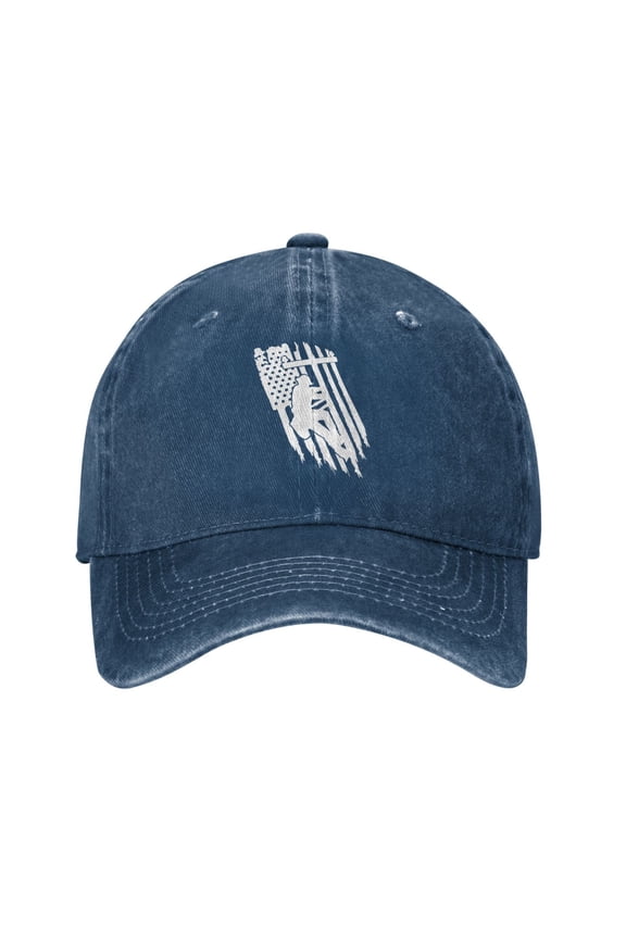 Lineman Electrical Power Line Pole American Flag Adult Adjustable Classic Washed Casquette Cap Hat Baseball Cap For Man For Woman
