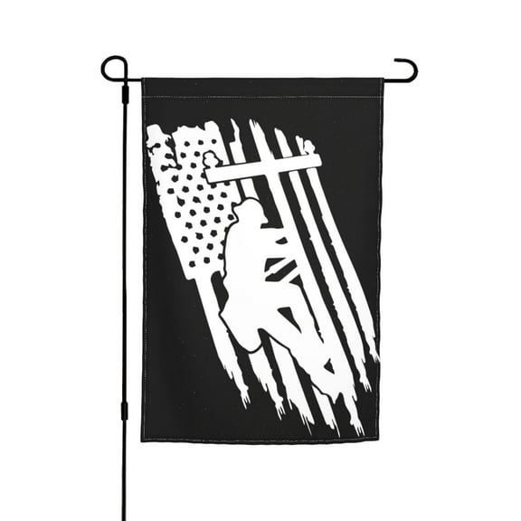 Lineman Electrical Power Line Pole American Flag Double Garden Flags 12x18 Inch Suitable For Courtyard Lawn Holiday Home Outdoor Decoration Flag