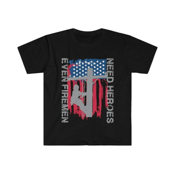 Lineman Flag Shirt T Shirt, Even Firemen Need Heroes Linemen Shirt