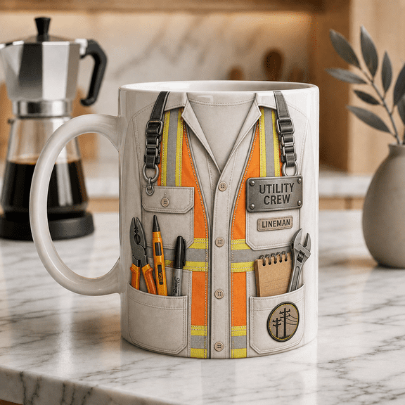 Lineman Mug Utility Worker Coffee Cup Gift for Electrical Crew and Power Line Workers