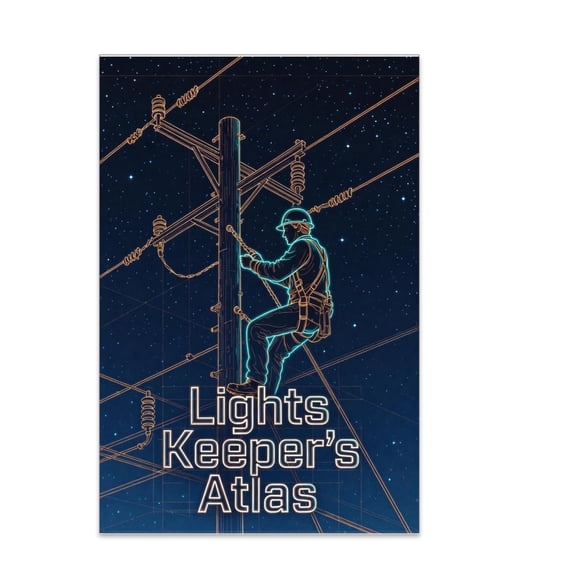 Lineman Neon Blueprint Art - Energy Worker Decor - 12x16 & 18x24 Poster Print