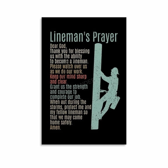 Lineman Poster1 Lineman Art Linemans Prayer (2) Canvas Painting Posters And Prints Wall Art for Living Room Bedroom Decor