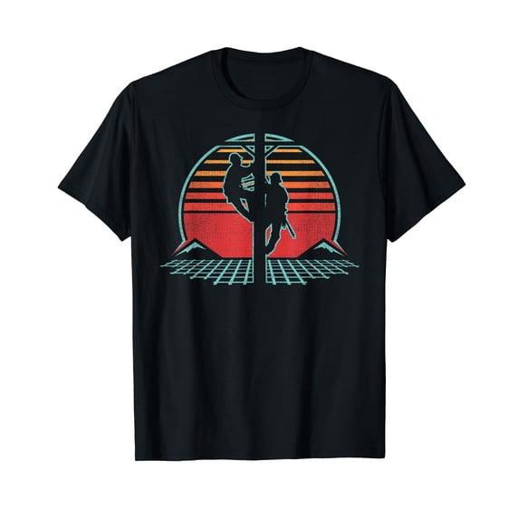 Lineman Retro Vintage 80s Style Electrician Gift T-Shirt