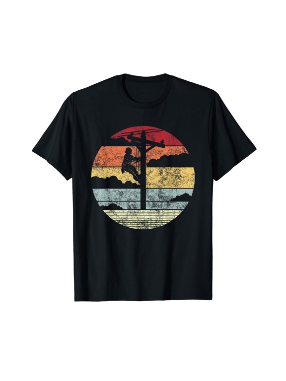 Lineman Retro style Line Worker Utility Pole T-Shirt