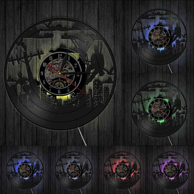 Lineman Silhouette Electrician Wall Clock Line Life Electrical Lineman