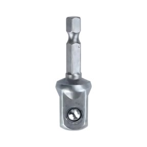 Lineman Socket Adapter Set, Hex Shank to Square Drive Adapter, 1/2 Inch [12.5] 50 mm Length, Carbon Steel, Compatible with Multiple Impact Wrench Brands