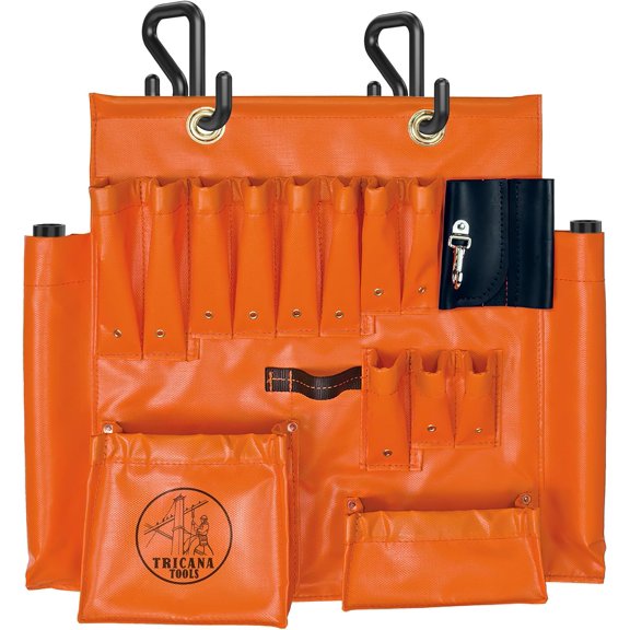 Lineman Tool Board, Aerial Apron, Bucket Truck Tools Organizer with Over 16 Pockets, for Trucks and Lineman, Includes Two 2 Hooks