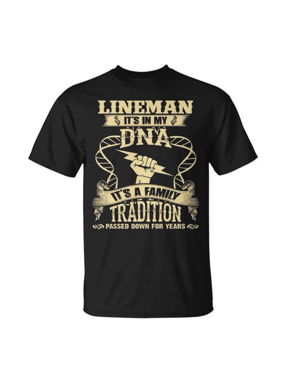 Lineman Tradition Graphic Tee Unisex Adult Cotton Casual Utility Worker T-Shirt for Electrical Line Crew and Trade Professionals, Size S, Color Black