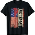 thumbnail image 1 of Lineman US American Flag Shirt Patriotic Electrician Men Dad T-Shirt, 1 of 4