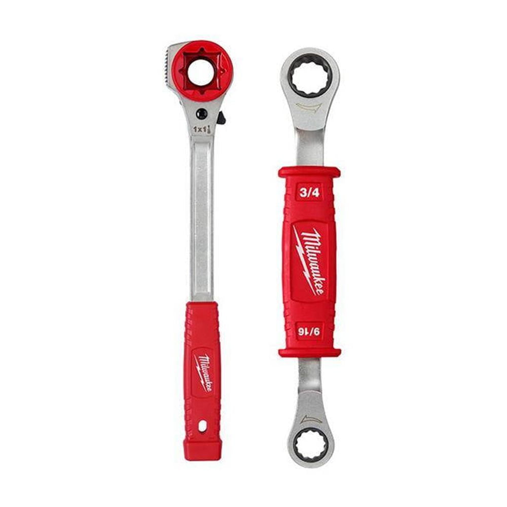 Milwaukee Lineman's High Leverage 3/4 in. Ratcheting Wrench with Milled Face & Lineman's 2-in-1 Insulated Ratcheting Box Wrench